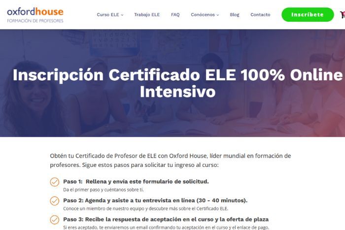 rellena el formulario de inscripción del curso ELE